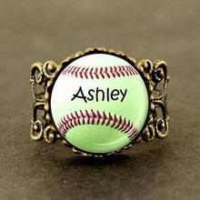 New SOFTBALL PENDANT Softball Jewelry Baseball Sports Ring Red White Black glass Ring Mom Gift for Mom 2024 - buy cheap
