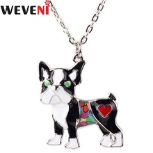 WEVENI-collar de aleación esmaltada para mujer y niña, cadena con colgante de perro Pug, joyería de animales bonitos, accesorios de regalo, Bisutería 2024 - compra barato