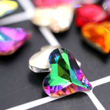Strass com ponta para arte de unha de alta qualidade, 20 peças, cristal k9, formato de coração, strass de arco-íris, acessórios de roupas diy 2024 - compre barato