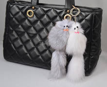 Free Shipping Cute  Real Fox Fur Tail Keychain  hangbag charm 2024 - buy cheap
