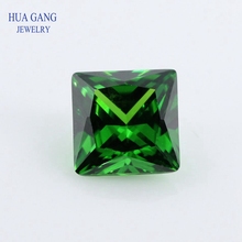 1.5x1.5~10x10mm 5A Green Square Shape Princess Cut CZ Stone Synthetic Gems Cubic Zirconia For Jewelry 2024 - buy cheap