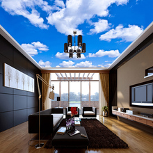 Custom Ceiling Mural Wallpaper 3D Blue Sky And White Clouds Living Room Bedroom Ceiling Background Photo Wallpaper Wallcoverings 2024 - buy cheap