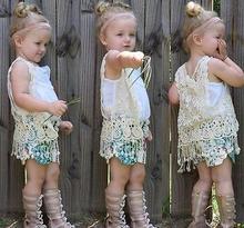 NEW Fashion Toddler Kids Baby Girls Crochet Lace Hollow Cardigan Tops Vest Tassel Waistcoat 2024 - buy cheap