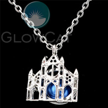 K1233 New Year Fairy Tale Castle Beads Cage Perfume Essential Oil Diffuser Pearl Cage Locket Necklace 2024 - buy cheap