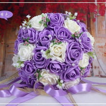 Beautiful Handmade Flowers Decorative Artificial Rose Flowers Pearls Bride Bridal Lace Accents Wedding Bouquets with Ribbon 2024 - buy cheap