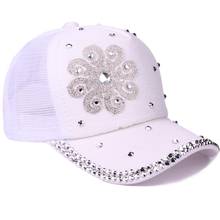 Fashion Rhinestone Baseball Cap Women Floral Shape Breathable Visor Hat Casquette Homme Youth Girls Hat Rivet Snapback Caps 2024 - buy cheap
