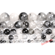 Fctory Price Natural Stone Smooth Black Rutilated Quartz Loose Beads 16" Strand 6 8 10 12 MM Pick Size For Jewelry Making 2024 - buy cheap