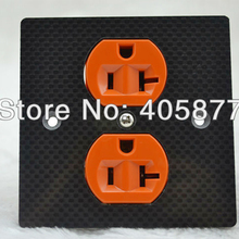 High quality 2 port Power wall  Socket Carbon Panel  audio Duplex Plate adapter 2024 - buy cheap