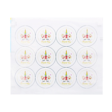 Наклейки в виде единорога 12 шт./лот, наклейки на бутылки, наклейки с надписью Thank You, ярлыки, Радужный Единорог, украшение для вечеринки, товары для дня рождения 2024 - купить недорого