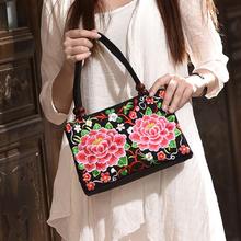 Bolso de mano de estilo étnico para mujer, bolsa de mano bordada a la moda, de lona, Asa superior, para exteriores, con personalidad Floral 2024 - compra barato