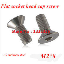200pcs M2*8 DIN7991 Stainless steel Flat (Countersunk) Head Drive Hexagon Socket Cap Screw Bolt 2024 - buy cheap