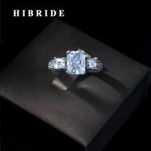 HIBRIDE-anillo de compromiso con Circonia cúbica para mujer, sortija de compromiso, Color plateado, R-08 2024 - compra barato