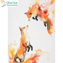 Zhui Star 5D DIY full Square drill Diamond painting Cross stitch Two foxes Diamond embroidery Mosaic decor 2024 - buy cheap