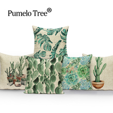 Folhas verdes capas de almofada tropical planta cactus carro camas presente capa de travesseiro capas decorativas personalizado lance travesseiros caso 2024 - compre barato