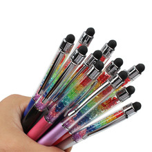 2PCS Creative Rainrow Crystal Pen Diamond Ballpoint Pens Stationery Ballpen Stylus Touch Pen 11 Colors Oily Black Refill 0.7mm 2024 - buy cheap