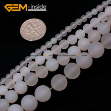 Gem-inside Natural Round White Frost Matte Agates Stone Beads Tiny Small Spacer Seed Beads For Jewelry Making 15'' DIY Jewellery 2024 - buy cheap