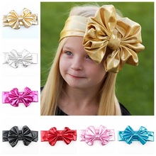 Nishine Newborn Bronzing Color Elastic Girls Knot Bow Headband Kids Children Party Hair Accessories Photoshoot 2024 - buy cheap