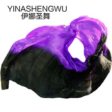 High Quality Dance veils Handmade Natural Silk Belly Dance Veils  Dance Props Silk Veils purple+black 2024 - buy cheap