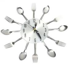 Kitchen Wall Clock Magic Spoon and Fork Analog Wall Clock Stainless Steel Modern Design Home Living Room Decoration Wall Watches 2024 - buy cheap