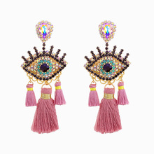 Sehuoran New Design Tassel Earrings Wedding Eye Pendant Earrings For Women Bohemian Elegant Party Drop Earrings Dangle Jewelry 2024 - buy cheap