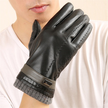 Genuine Leather Gloves Winter 2018 New Men'S Warm Thick Sheepskin Gloves Plus Velvet Driving Leather Gloves M1727-5 2024 - buy cheap