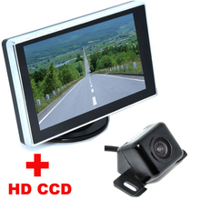 Monitor plegable de vídeo LCD para coche, cámara de respaldo nocturna de 4,3 pulgadas, asistencia de estacionamiento para coche, Universal, CCD, vista trasera de coche 2024 - compra barato