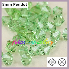 Free Shipping! 144pcs/Lot,  AAA Chinese Top Quality 8mm Peridot Crystal Bicone Beads 2024 - buy cheap