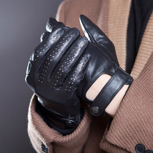 Мужские перчатки из натуральной кожи весна-лето 2020, новые перчатки с сенсорным экраном, Модные дышащие черные перчатки, варежки из овчины JM14 2024 - купить недорого
