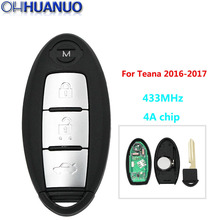 Botón 3 433MHz con 4A chip de entrada sin llave funda de mando a distancia inteligente Clicker para Nissan Teana Nissan 2016-2017 2024 - compra barato
