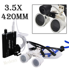 Dentists Supply Black 3.5X420mm Dental Surgical Binocular Loupes + LED Dental Head Light lamp  Highly Welcomed 2024 - buy cheap