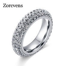 ZORCVENS новые модные Кристальные кольца для женщин многоцветные стразы из нержавеющей стали свадебные женские кольца ювелирные изделия 2024 - купить недорого