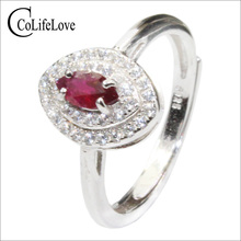 CoLife-Anillo de rubí de plata para chica joven, joyería de 3mm x 6mm, rubí rojo de sangre Natural, anillo de plata 925, joyería de rubí para fiesta 2024 - compra barato
