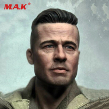 1/6 Male Head Sculpt man head carved MG002 THE SOLDIER Brad Pitt furious fury tank figure Model Fit 12" Action Figure Body 2024 - buy cheap