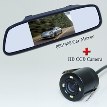 Free Shipping Auto Parking Assistance Night Vision Reversing CCD Car Rear View Camera + 4.3 inch Car Reverse Mirror Monitor 2024 - buy cheap