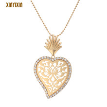 Big Crystal Irregular Heart Pendant Necklace Women Statement Geometric Gold Long Necklace Fashion Jewelry 2019 Birthday Gift 2024 - buy cheap