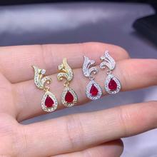elegant red natural ruby gemstone stud earrings for women earrings 925 sterling silver ring gold plated color girl birthday gift 2024 - buy cheap