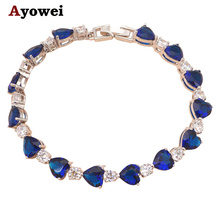 Best gift for friends heart charm bracelets for women  Deep blue zirconia  white Silver Fashion jewelry TB534A 2024 - buy cheap