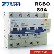 DZ47LE 4P 80A D Тип 400V ~ 50 HZ/60 HZ автоматический выключатель с защитой от перегрузки и утечки тока RCBO 2024 - купить недорого