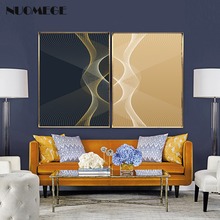 Póster nórdico NUOMEGE, impresiones de arte de pared minimalista abstracto, Cuadros decorativos, pinturas de geometría de oro para decoración de sala de estar 2024 - compra barato