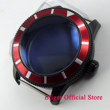 Funda de reloj con bisel rojo, 46mm, revestimiento PVD negro, 316L, de acero inoxidable, compatible con reloj de movimiento 2836 2024 - compra barato