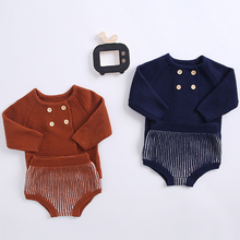 Conjunto de roupa de algodão para bebês, casaco e shorts para crianças primavera e outono 2024 - compre barato