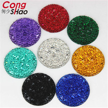 Cong Shao 10pcs 35mm Big Round Shape Resin Rhinestones Applique Stones And Crystal Gems Flatback For Costume Button Crafts 8Y783 2024 - buy cheap