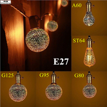 3D Star LED Fireworks Effect Night Light E27 Decorative Edison Bulb G125 G95 G80 ST64 A60 Lamp Party Holiday Christmas Lighting 2024 - buy cheap