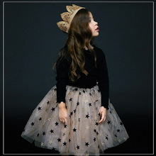 Menina vestido outono inverno manga longa tricô estrela meninas vestidos princesa adolescente vestido casual 2-6 anos crianças roupas 2024 - compre barato