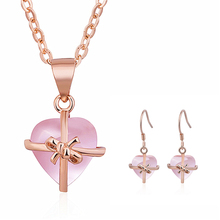 Heart-shaped Necklaces Earrings Women Fashion Jewelry Set Opal Earrings Party Decoration Alloy Necklace 2019 Female Accessories 2024 - buy cheap