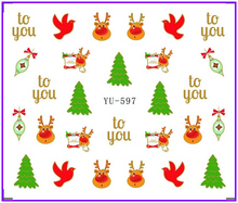 Nail Sticker CHRISTMAS XMAS SANTA CLAUSE SNOW MAN DEERS Water Transfers Stickers Nail Decals Stickers Water  YU597-608 2024 - buy cheap
