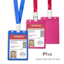 Vertical 105x74mm Candy Colors Exhibition Card Holder with Original Lanyard for Business/Access/Pass Cards 2024 - buy cheap