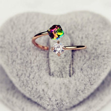 Korean Valentine's Day gift color Crystal rose gold retro zircon ring Korean hipster ladies ring Men Ring Wedding Rings 2024 - buy cheap
