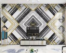 Custom 3D mural wallpaper jazz white marble modern minimalist geometric line background wall brick decorative painting 2024 - buy cheap