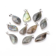 10pc Mixed Shape Natural Labradorite Stone Pendants Charms Irregular For DIY Jewelry Accessories Making Necklaces Hole:4x6mm F60 2024 - buy cheap